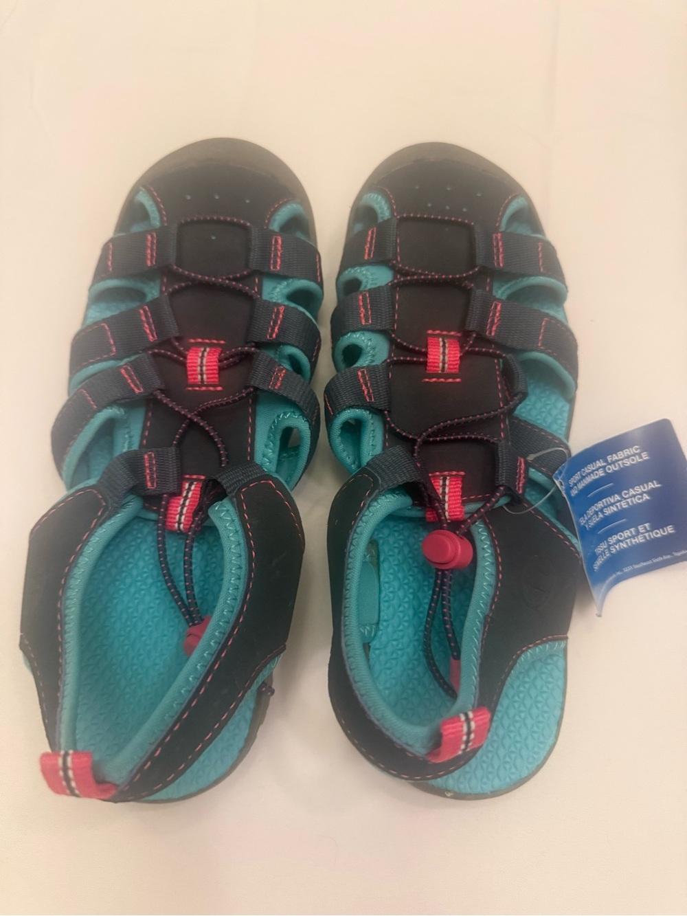 Champion Kids Black and Teal Water Shoes with Pink Accents